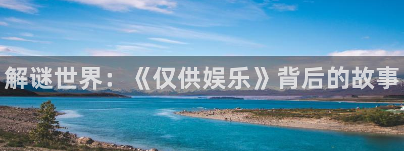 星辉平台体育凯捷平台代理：解谜世界：《仅供娱乐》背后的故事